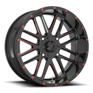 MSA Offroad Wheels - MSA Offroad Wheels M35 BANDIT 22X7 4X156 Gloss Black Milled With Red Tint|M35-022756R - Image 2