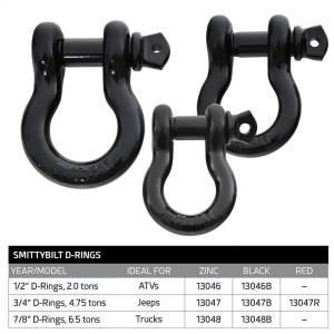 Smittybilt - Smittybilt D-Ring - 1/2" - 2 Ton Rating - Black 13046B - Image 4