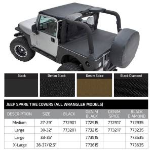 Smittybilt - Smittybilt Spare Tire Cover - Medium Tire (30"-32") - Vinyl Black 773201 - Image 3