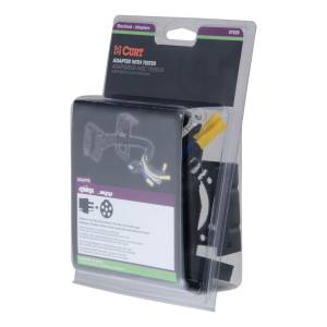 CURT Electrical Adapter with Tester (4-Way Flat Vehicle to 6-Way Round Trailer) 57626