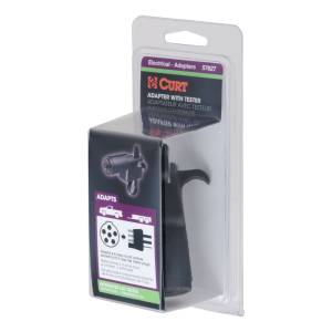 CURT Electrical Adapter with Tester (6-Way Round Vehicle to 4-Way Flat Trailer) 57627