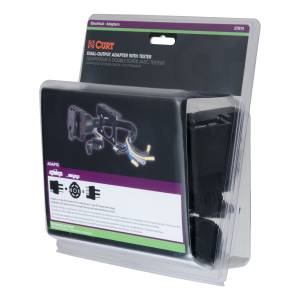 CURT Dual-Output Electrical Adapter with Tester (Adds 7-Way RV Blade to 4-Way Flat) 57674