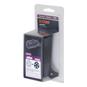 CURT Adapter (7-Way RV Blade to 6-Way Round Trailer, Center Pin Auxiliary, Packaged) 57261