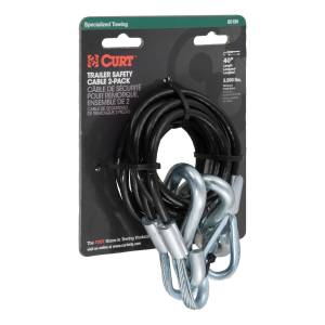 CURT 43-7/8" Safety Cables with 2 Snap Hooks (3,500 lbs, Vinyl-Coated, 2-Pack) 80136