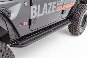Go Rhino Dominator DSS Sliders with Full Length Top Step, 1 pair, Black Powdercoat Finish DSS4927T
