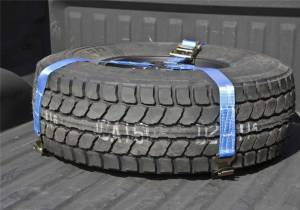 N-Fab - N-Fab Gloss Black Bed Mounted Rapid Strap Tire Carrier w/ Blue Strap BM1TSBL - Image 2