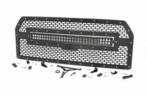 Rough Country Laser-Cut Mesh Grille w/ 30-inch Black Series Dual Row CREE LED Light Bar 70193