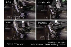 Diode Dynamics - DD Cowl Light Kit: Wrangler JL (Amber / Flood Beam) (1x SS6 Bar) - Image 5