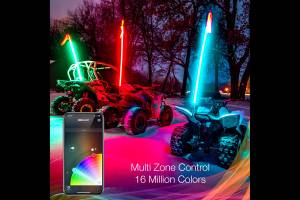 XK Glow - XKChrome RGB LED Whip Lights: 48in / Pair w/ Dash Mount Controller - Image 5