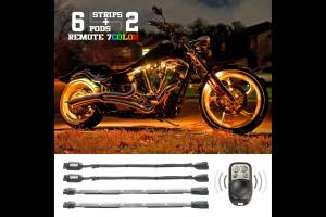 XKGlow Accent Light Kit: 7-Color RGB / 8x Pods, 4x 10in Strips