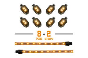 XKGlow Accent Light Kit: Light Blue / 10x Pods, 4x 8in Strips